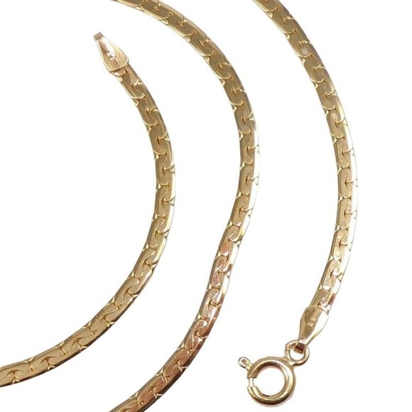 Solid 14K Yellow Gold Flat Bicycle Chain Necklace 18" 2.5mm